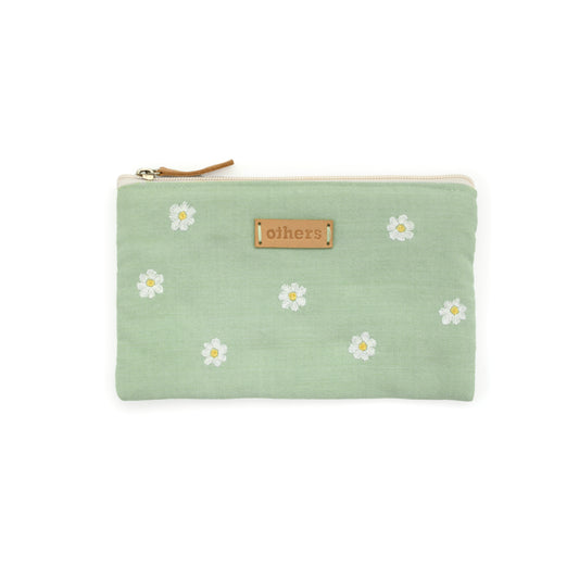 Embroidered purse medium, light green